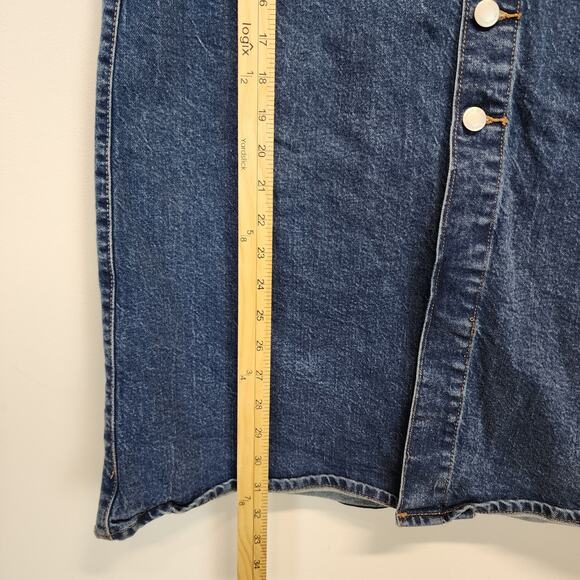 Universal Thread Denim Midi Skirt Size 12 34" Blue Medium Wash Button Front Slit - Picture 4 of 8